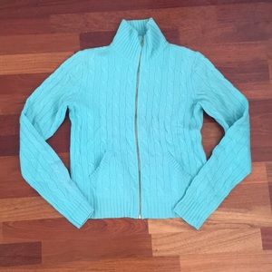 Ralph Lauren full zip cable knit cashmere sweater